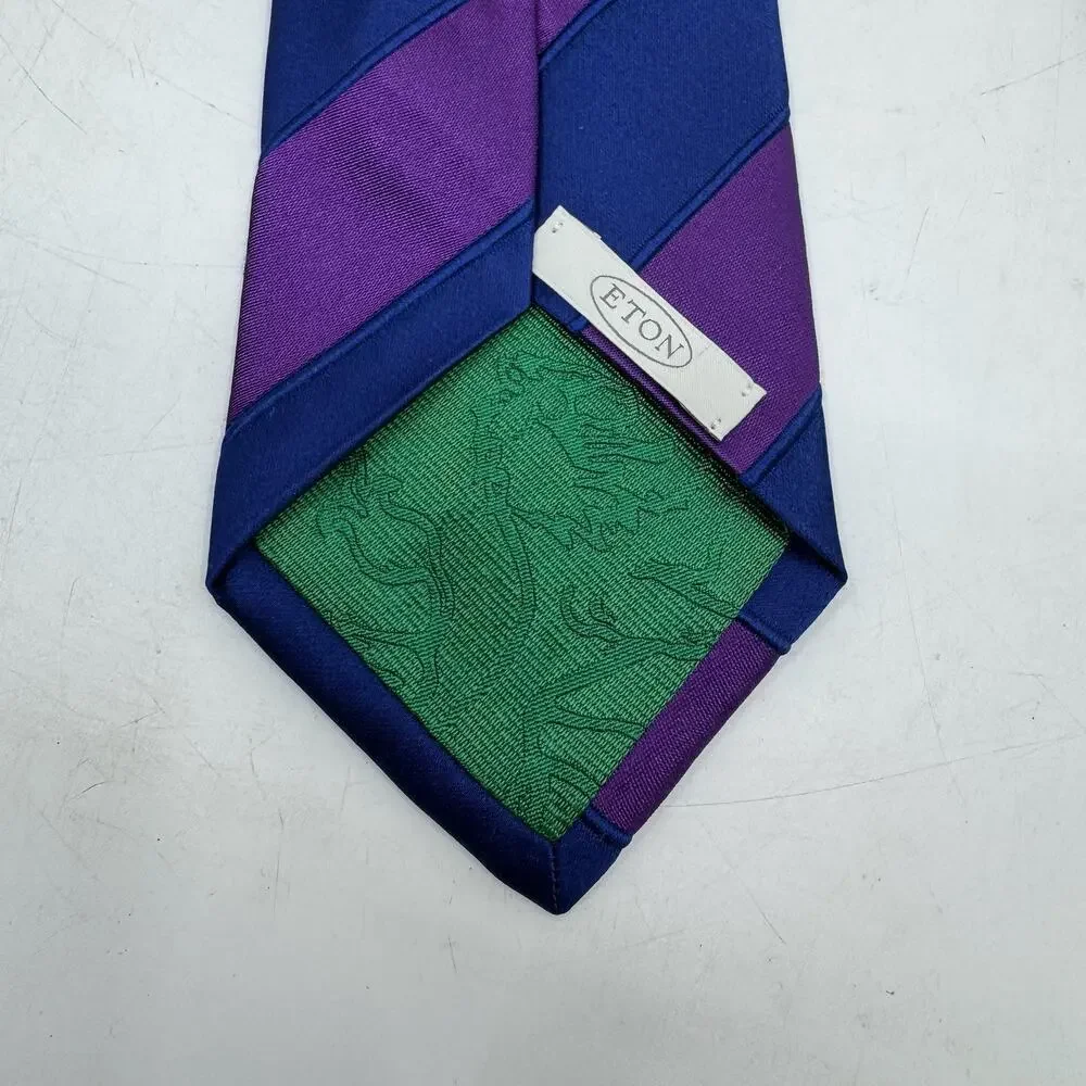 ETON Textured Blue & Purple Striped Silk Tie